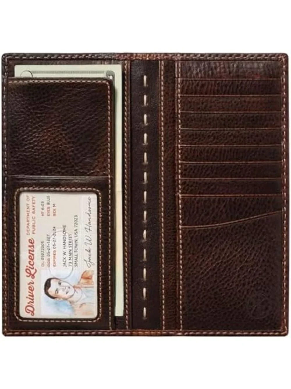 Full Grain Leather Long Bifold Western Wallet for Men, Stylish & Durable Design